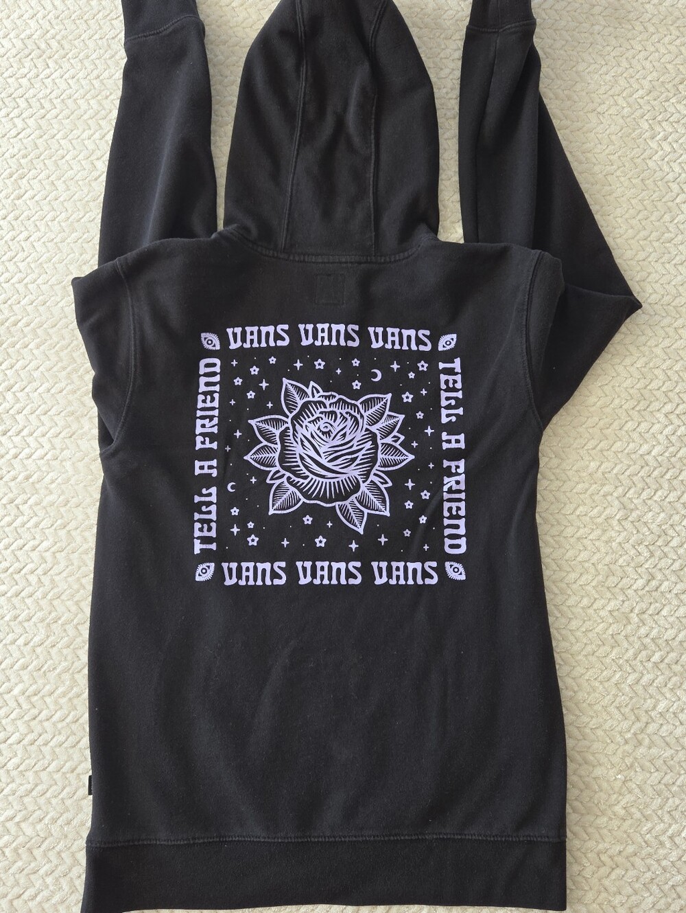 Vans Off The Wall Venice Rose Graphic Hoodie Black Purple Tell A Friend Size S